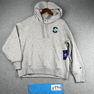 Champion Hoodie Sweatshirt L Light Grey Heather Embroidered Logo Pocket New NWT